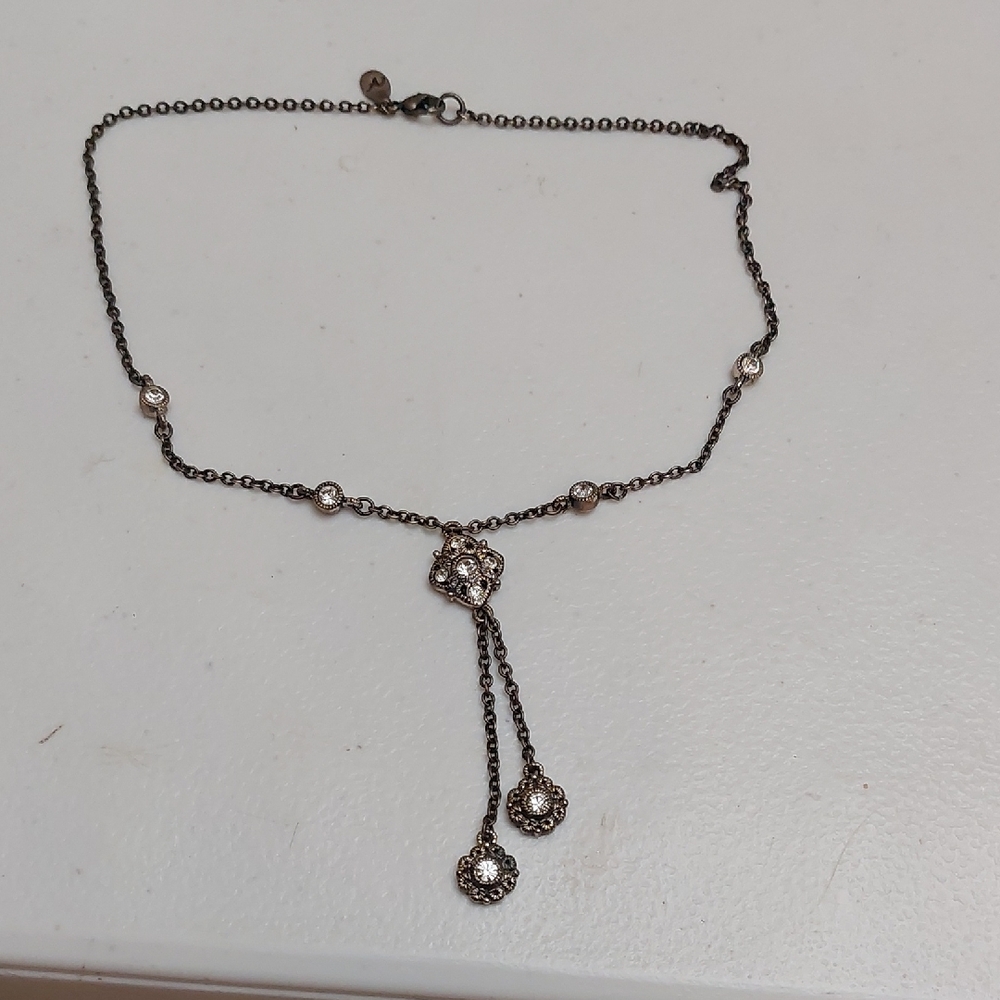 Vida Jewels Rhinestone Accented Silver Tone Negligee Necklace